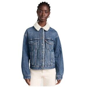 NEW Levis Womens Size XL 90s Denim Trucker Jacket Sherpa Lined Medium Wash $108
